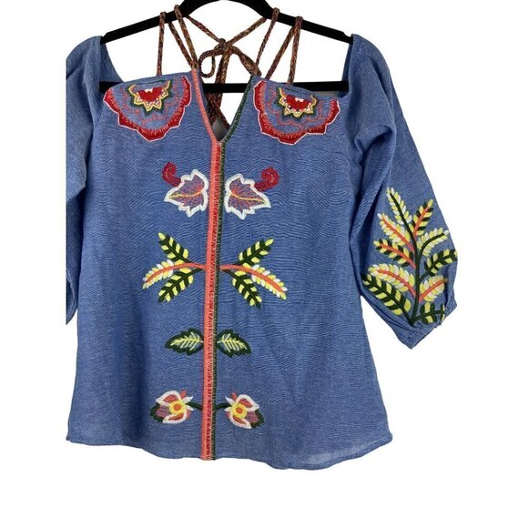 Red Carter womens topEmbroidered chambray strappy - Picture 5 of 10